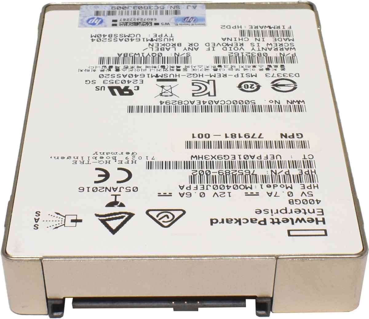 HP SSD 400GB 2.5" 12G SAS SFF MO0400JEFPA 765289-002 0B32162 779181-001