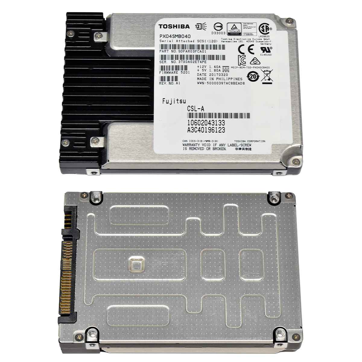 Fujitsu Toshiba 400GB 2.5" 12G SAS SSD PX04SMB040 A3C40196123 Server Storage