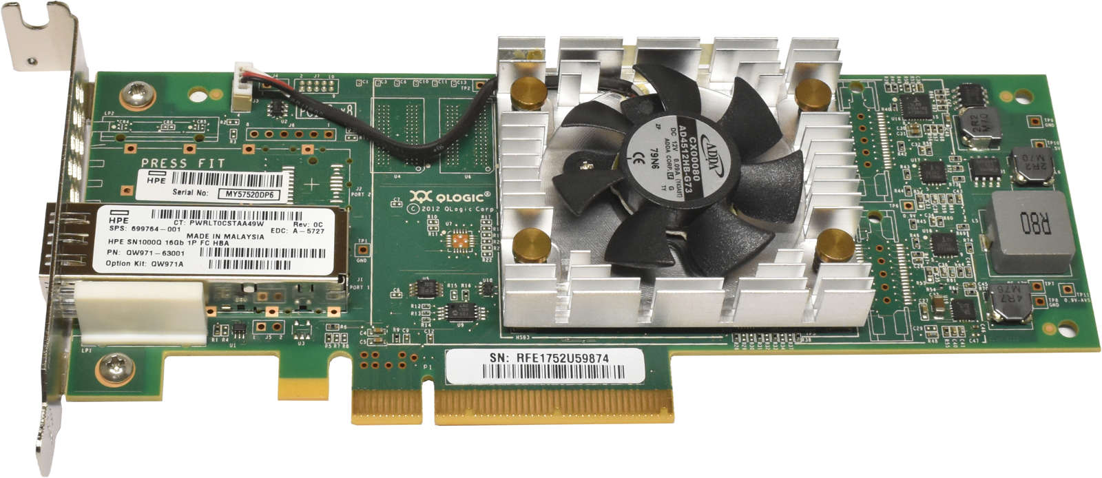 HP-Qlogic-SN1000Q-QLE2660-HP-Single-Port-FC-16Gb-P-002.jpg HP Qlogic SN1000Q QLE2660-HP Single-Port FC 16Gb PCle x8 Network Adapter LP 699764-001 + GBIC