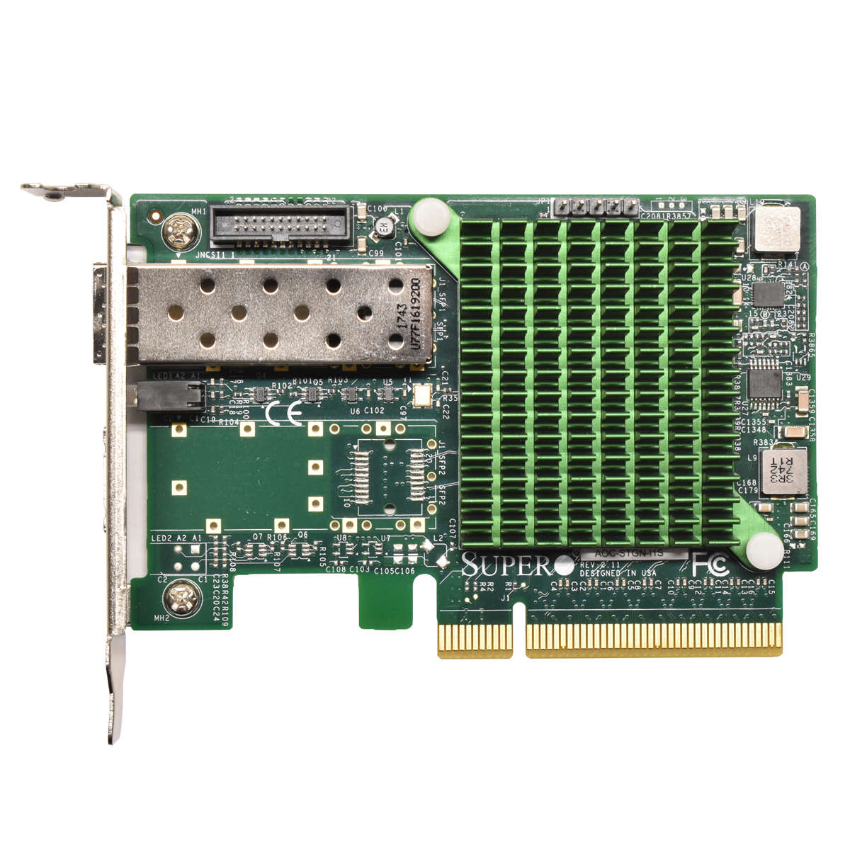 Supermicro-AOC-STGN-I1S-1-Port-FC-SFP-PCIe-x8-10Gb-001.jpg Supermicro AOC-STGN-I1S 1-Port FC SFP+ PCIe x8 10Gb Ethernet Network Adapter LP