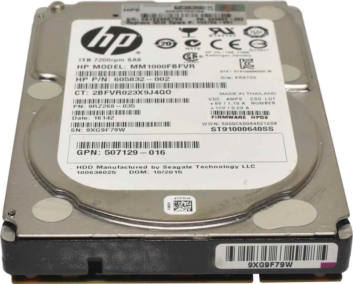 HP 1TB 2.5" 7.2K 6G SAS HDD HotSwap Festplatte MM1000FBFVR 605832-002