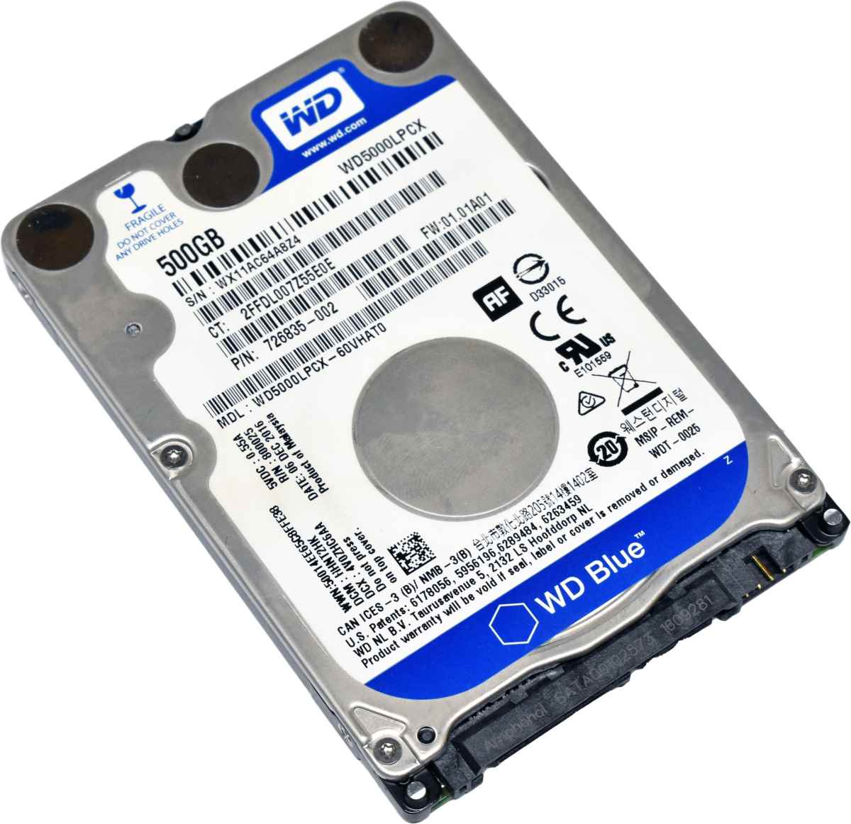WD Blue 500GB 726835-002 WD5000LPCX 2,5" 7mm 5.4K 6G SATA HDD