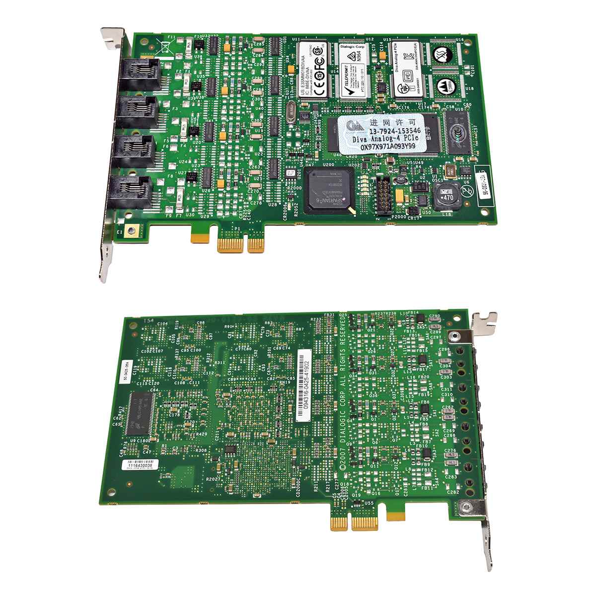 Dialogic Diva Analog-4 PCIe 50-0425-06A 56-0531-06A Voice Card 4x RJ-10 Dialogic Diva Analog-4 PCIe 50-0425-06A 56-0531-06A Voice Card 4x RJ-10