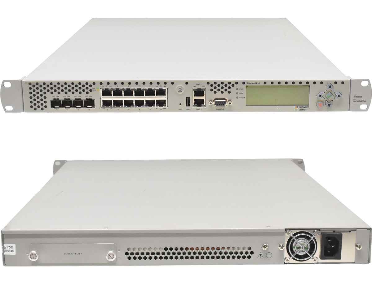 Radware Alteon 4416-1G 12-Port RJ-45 GE 4-Port SFP Mini-GBIC Application Delivery Controller Rack Ears