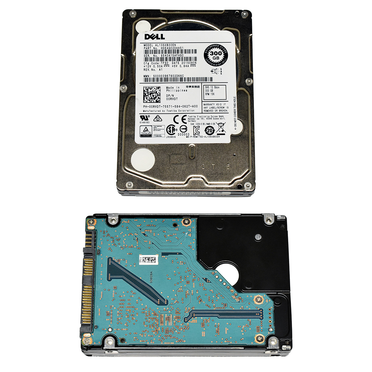 Dell Toshiba 300GB 2.5" 15K 12G SAS HDD Festplatte AL13SXB30EN 00RVDT R630 R730 R620 R720