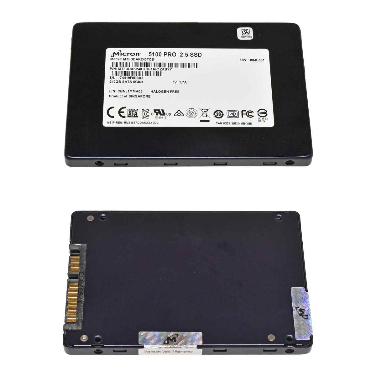 Micron 5100 PRO MTFDDAK240TCB-1AR1ZABYY 240GB SATA 6G 2.5“ SSD Micron 5100 PRO MTFDDAK240TCB-1AR1ZABYY 240GB SATA 6G 2.5“ SSD