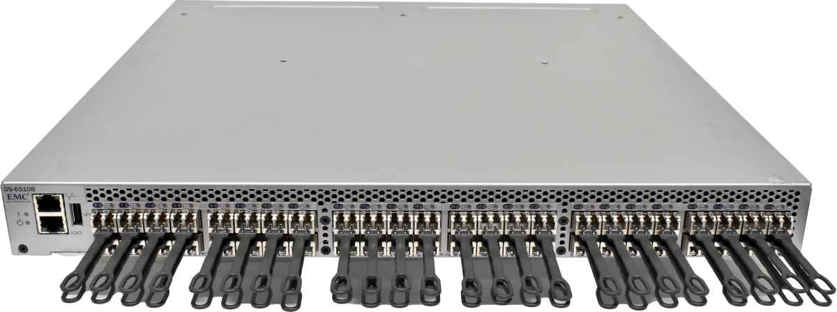 EMC DS-6510B EM-6510-24-8G-R 100-652-595 48-Port 16G SFP+ FC Switch +48 mini GBICs 24 akt. Ports no PSUs