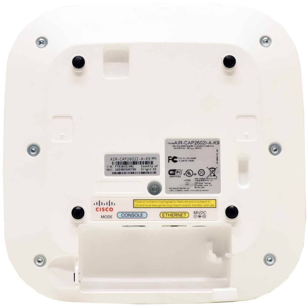 Cisco AIR-AP2602I-UXK9 Aironet RJ45 PoE IEEE 802.11n Dual Band Access Point Cisco AIR-AP2602I-UXK9 Aironet RJ45 PoE IEEE 802.11n Dual Band Access Point