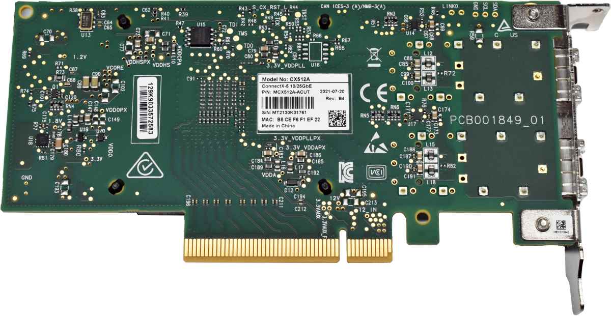 Mellanox CX512A MCX512A-ACUT ConnectX-5 Dual-Port SFP28 10/25G PCIe x8 Network Adapter LP