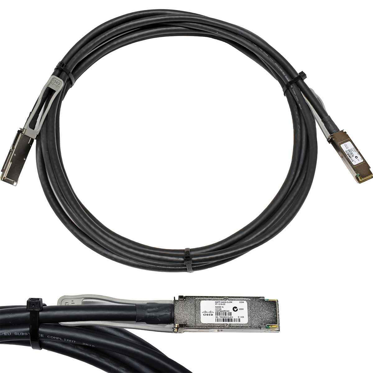 Cisco QSFP-H40G-CU5M 37-1318-03 5m 40G Passive Copper DAC Data Cable QSFP+ - QSFP+