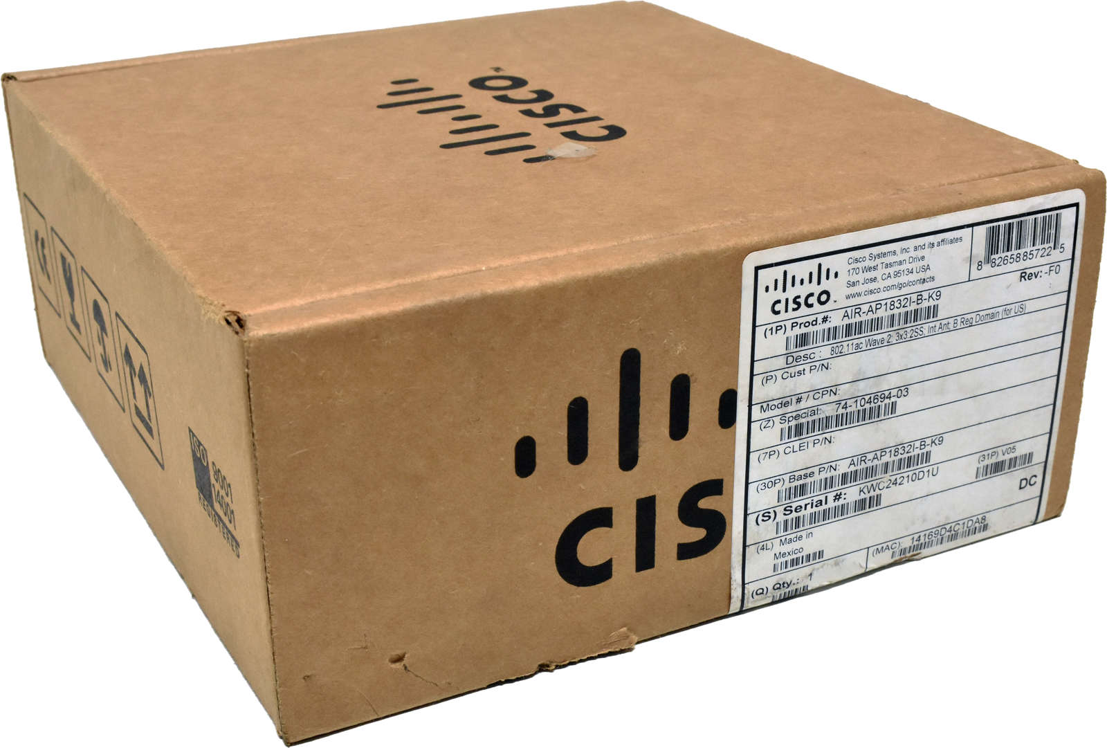 Cisco AIR-AP1832I-B-K9 802.11ac Dual Radio 2.4/5 GHz 3x3:2SS MIMO int. Ant. no PSU NEW NEU