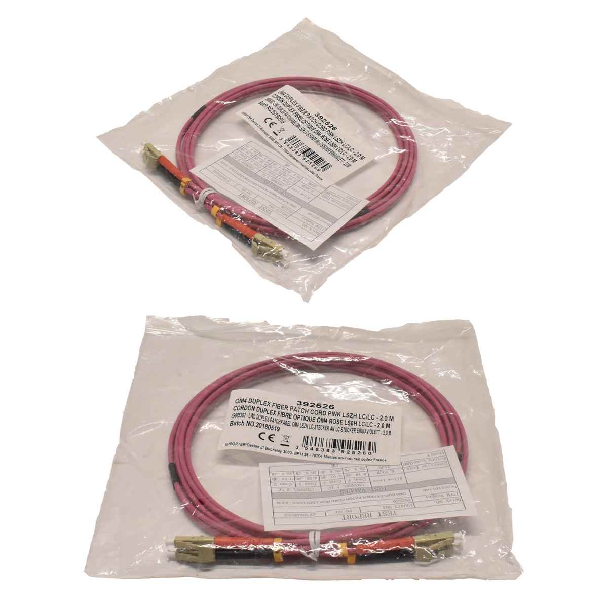 Corning OM4 Duplex FIBER Patch Cord Pink LSZH LC/LC - 2m 392526 NEU