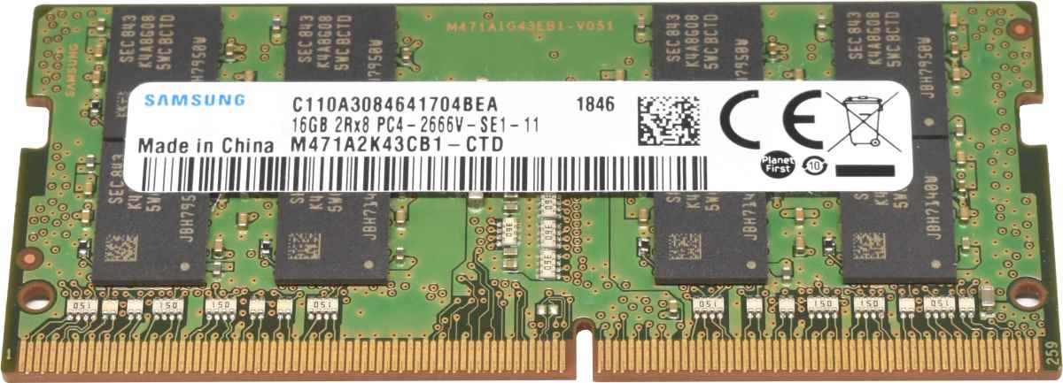 Samsung 16GB 2Rx8 PC4-2666V M471A2K43CB1-CTD SO-DIMM