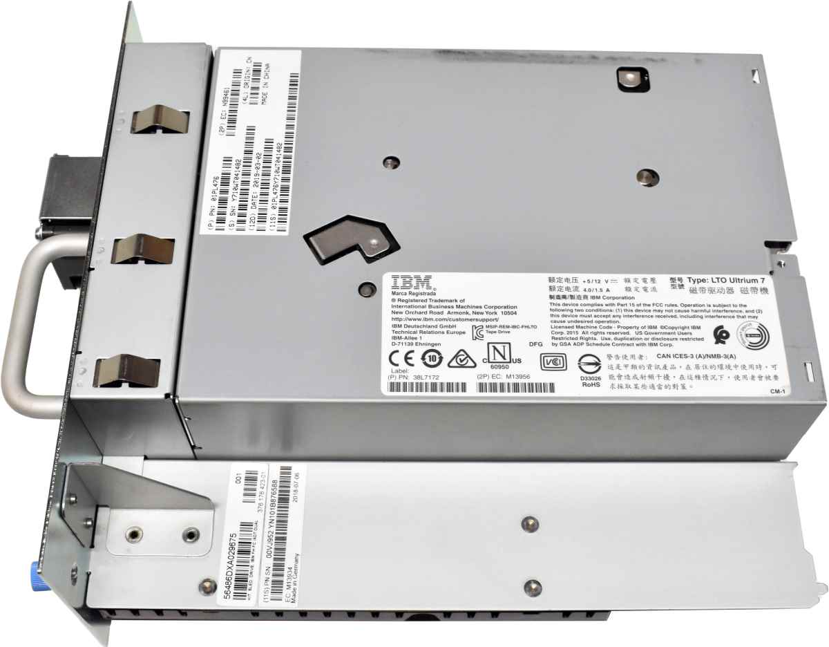 IBM LTO Ultrium 7 8G FC Tape Drive 00VJ952 01PL476 38L7172 +Caddy +GBICs