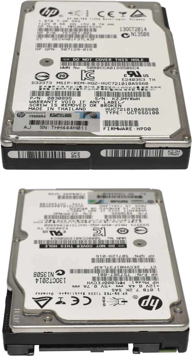 HP 1TB 2.5" 6G 7.2K SAS HDD Festplatte MM1000FECVH 757387-001 0B30895