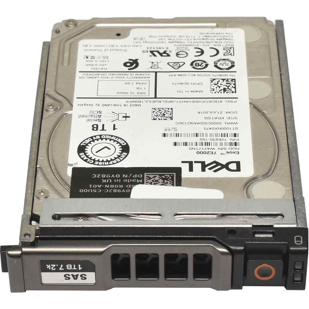 Dell Seagate Exos 7E2000 1TB 2.5" 7.2K 12G SAS HDD Festplatte ST1000NX0473 0D4N7V 1VE230-150 mit Rahmen