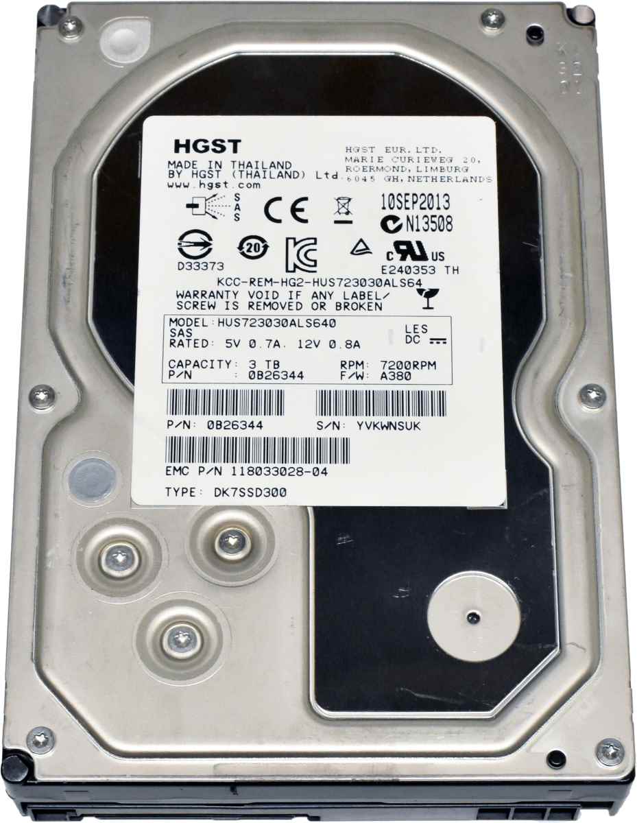 EMC HGST 118033028-04 HUS723030ALS640 0B26344 3TB 6G 3.5" 7.2K SAS HDD