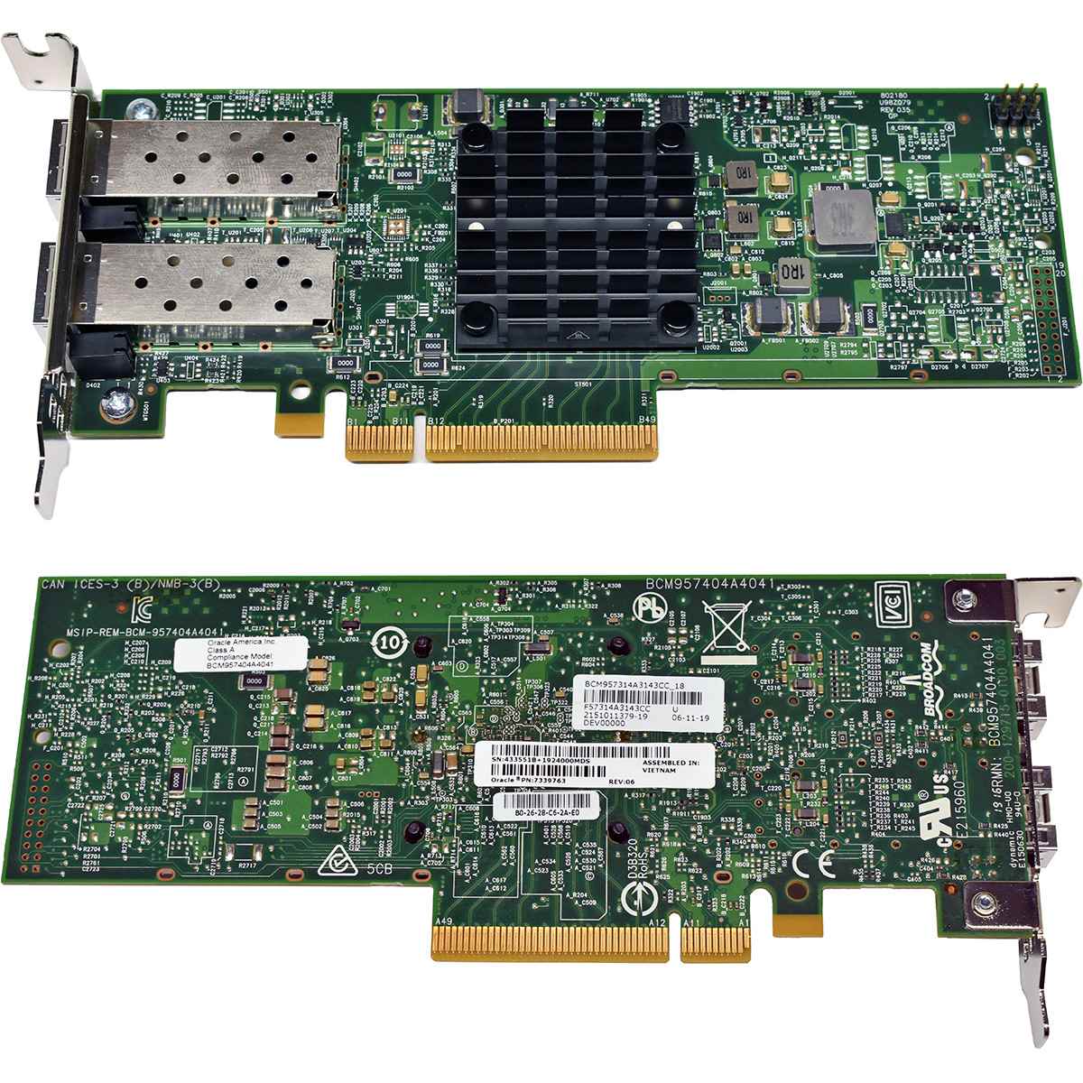 Sun Oracle Broadcom 7339763 BCM957404A4041 Dual-Port 25G SFP28 PCIe x8 NIC LP Sun Oracle Broadcom 7339763 BCM957404A4041 Dual-Port 25G SFP28 PCIe x8 NIC LP