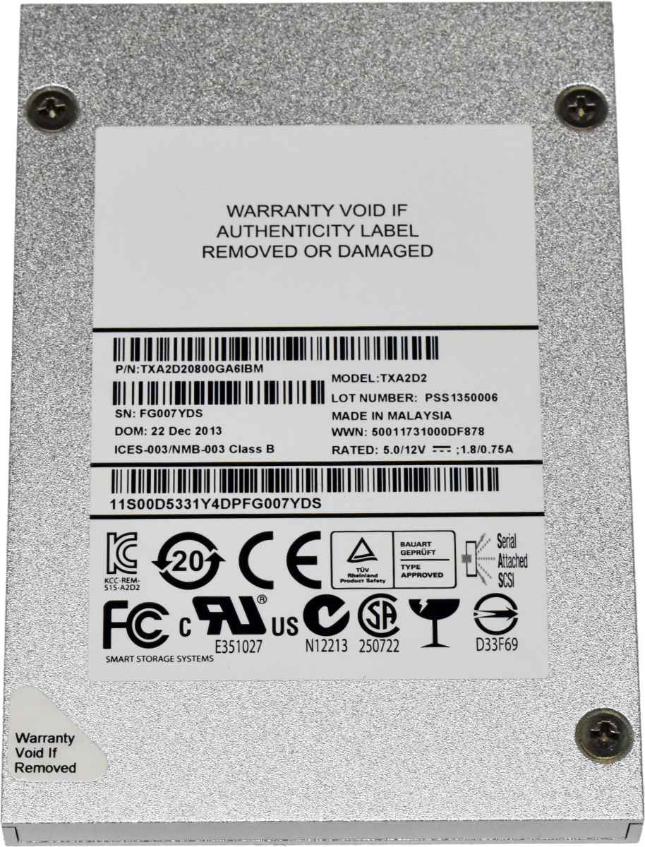 Optimus 800GB TXA2D20800GA6IBM TXA2D2 2.5" 6G SAS SSD