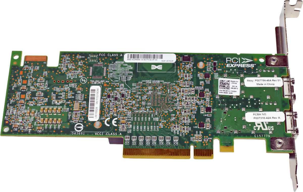 Dell Emulex 091XY2 LPE15002B Dual-Port 8G SFP+ PCIe3 x8 FC HBA FP Dell Emulex 091XY2 LPE15002B Dual-Port 8G SFP+ PCIe3 x8 FC HBA FP