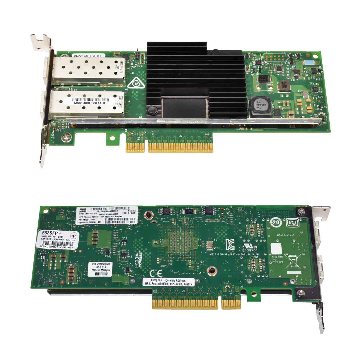 HP 562SFP+ Dual-Port 10G FC PCIex8 784304-001 790316-001 Network Adapter LP