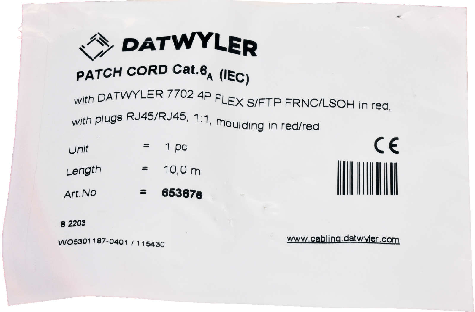 Dätwyler-10m-653676-Copper-Patch-Cord-RJ-45-Cat-6A-004.jpg Dätwyler 10m 653676 Copper Patch Cord RJ-45 Cat.6A IEC red NEW NEU
