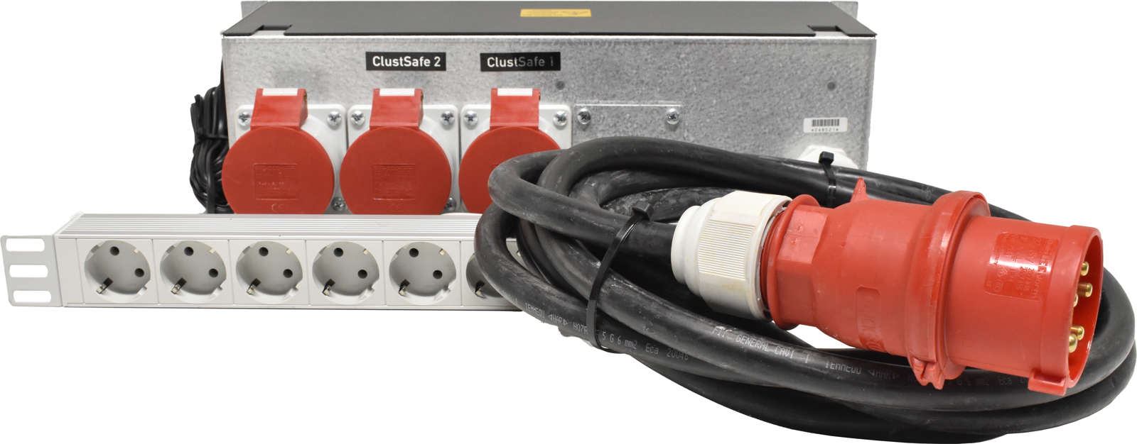 MEGWARE RackSecure PDU 3U 3x 32A Typ 132002 + APSA Steckdosenleiste D7000 8-fach
