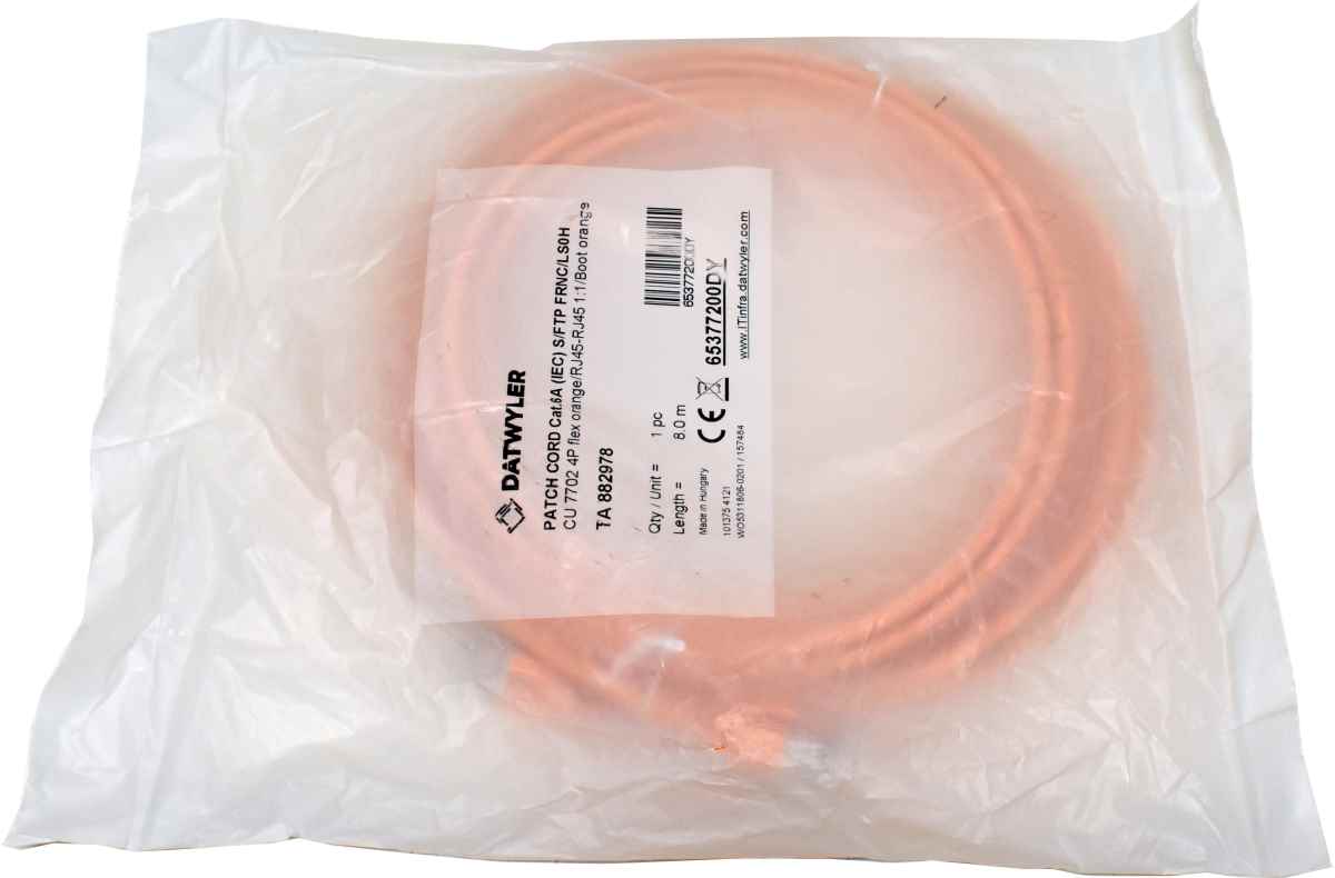 Dätwyler 8m 65377200DY Copper Patch Cord RJ-45 Cat.6A IEC orange NEW NEU