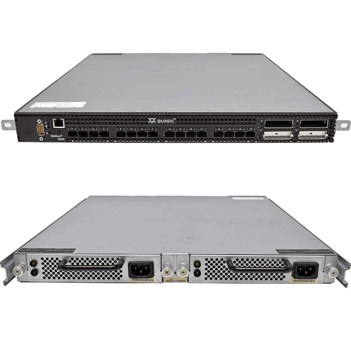 QLogic SANbox 5602 SB5602Q-08A B 31422-07 C 16-Port SFP Stackable FC Switch +5 Mini GBICs QLogic SANbox 5602 SB5602Q-08A B 31422-07 C 16-Port SFP Stackable FC Switch +5 Mini GBICs