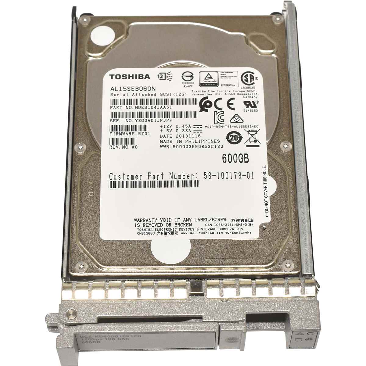 Cisco Toshiba 600GB 2.5" 10K 12G SAS HDD Festplatte AL15SEB060N UCS-HD600G10K12G Cisco Toshiba 600GB 2.5" 10K 12G SAS HDD Festplatte AL15SEB060N UCS-HD600G10K12G