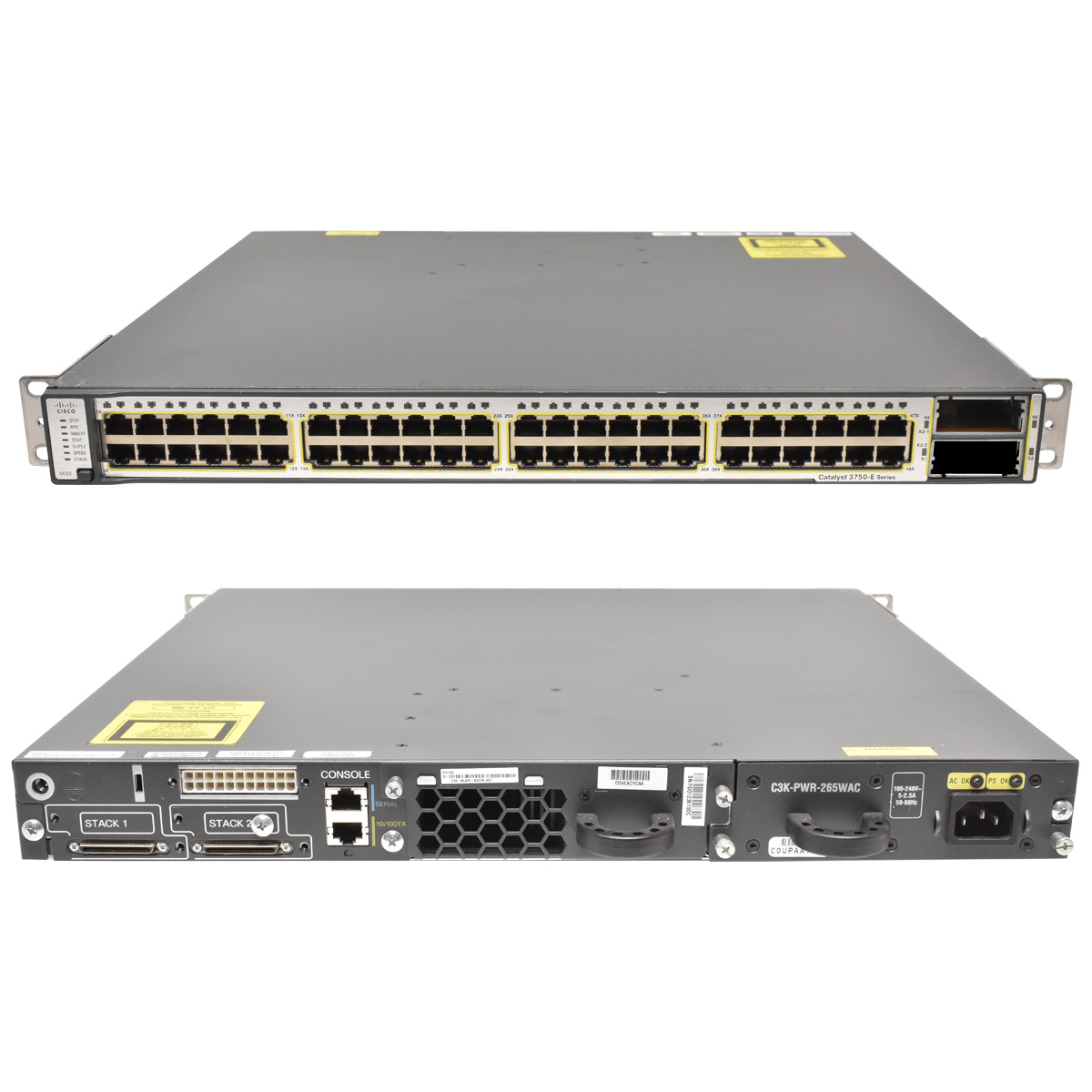 Cisco Catalyst WS-C3750E-48TD-S 48-Port + 1x C3K-PWR-265WAC Netzteil/PWS