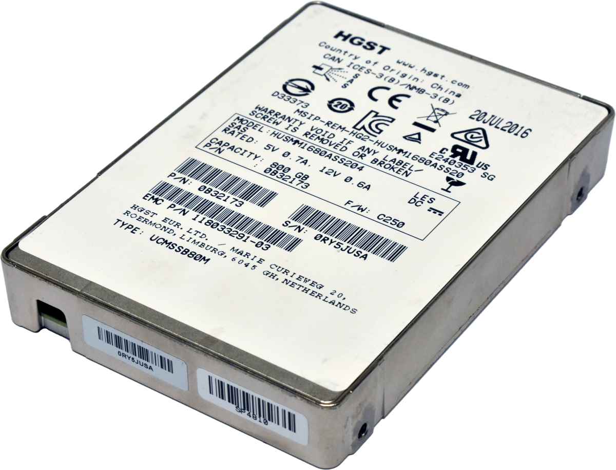 EMC HGST 800GB 2.5" 12G SAS SSD 118033291-03 HUSMM1680ASS204 Server Storage