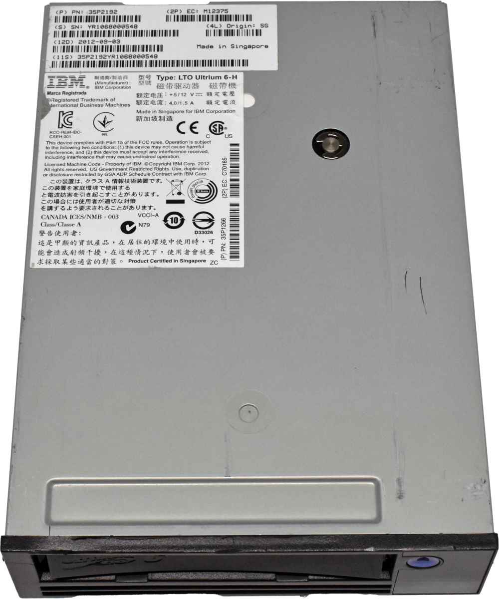 IBM LTO Ultrium 6-H LTO-6 35P2192 2,5/6,25 TB SAS 6G Tape Drive IBM LTO Ultrium 6-H LTO-6 35P2192 2,5/6,25 TB SAS 6G Tape Drive