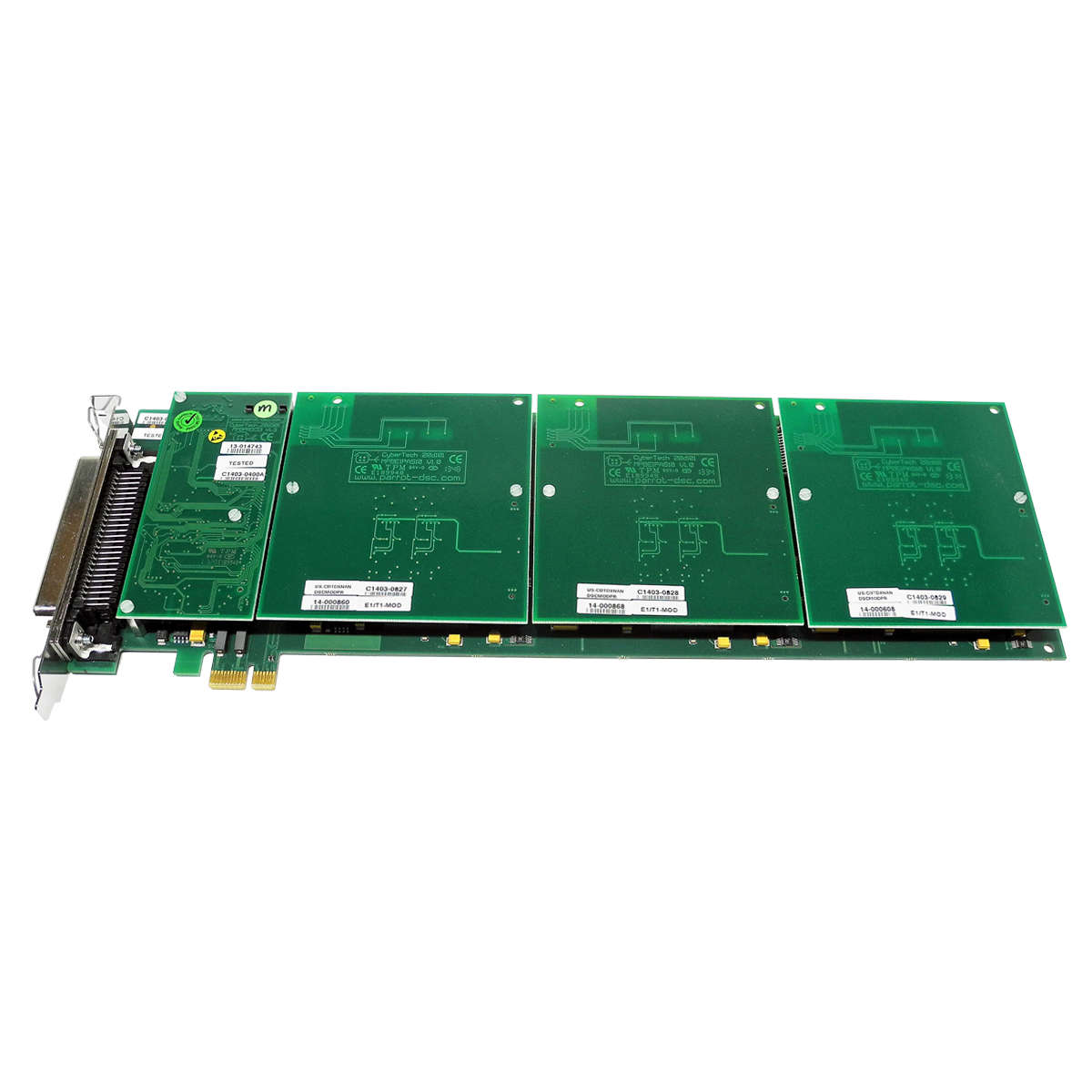 CyberTech 20gc01 MPEB11 PCIe x1 3E1/T1 Speech Converter Card + 3x 20d101 Module