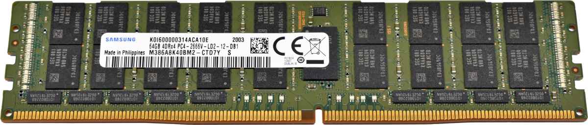 Samsung 64GB 4DRx4 PC4-2666V-LD2 M386A8K40BM2-CTD LRDIMM RAM SERVER Samsung 64GB 4DRx4 PC4-2666V-LD2 M386A8K40BM2-CTD LRDIMM RAM SERVER