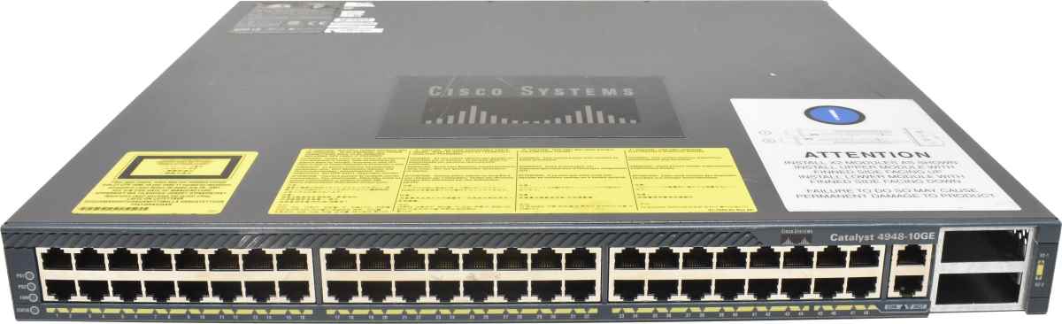 Cisco Catalyst WS-C4948-10GE-S 48-Port RJ-45 GE Switch 2x 10G X2 Dual PSU Cisco Catalyst WS-C4948-10GE-S 48-Port RJ-45 GE Switch 2x 10G X2 Dual PSU