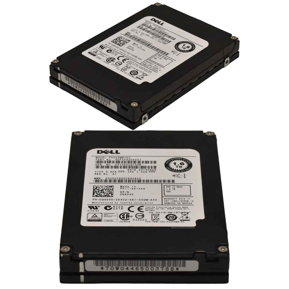 Dell Toshiba PX02SMB160 1.6 TB SAS 12Gb/s 2.5“ Solid State Drive (SSD) 0G4V45 Dell Toshiba PX02SMB160 1.6 TB SAS 12Gb/s 2.5“ Solid State Drive (SSD) 0G4V45