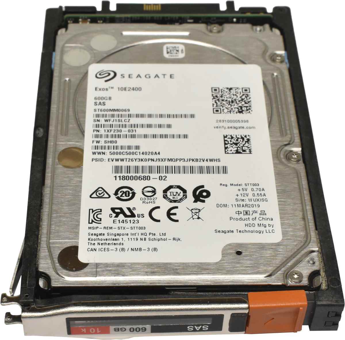 EMC Seagate 600GB 2.5" 10K 12G SAS HDD Festplatte ST600MM0069 1XF230-031 mit EMC Rahmen