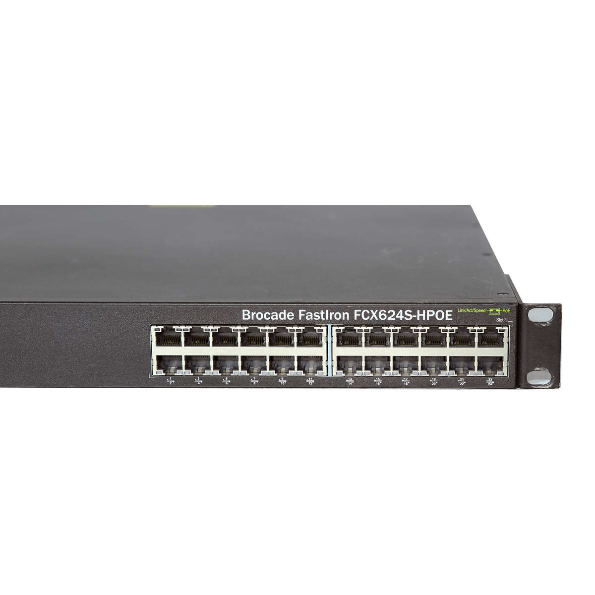 Brocade-FastIron-FCX624S-HPOE-80-1002387-04-24-Por-004.jpg Brocade FastIron FCX624S-HPOE 80-1002387-04 24-Port PoE Gigabit Ethernet Switch 4x SFP 1xPSU