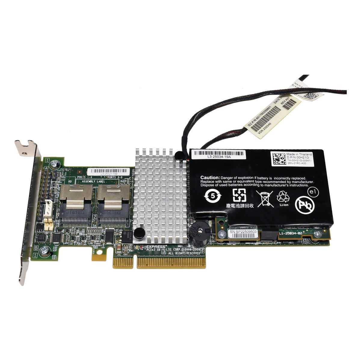 Dell LSI Raid Controller L3-25121-74B 003NDP + BBU + 2xSAS/6xSATA Kabel LP Dell LSI Raid Controller L3-25121-74B 003NDP + BBU + 2xSAS/6xSATA Kabel LP
