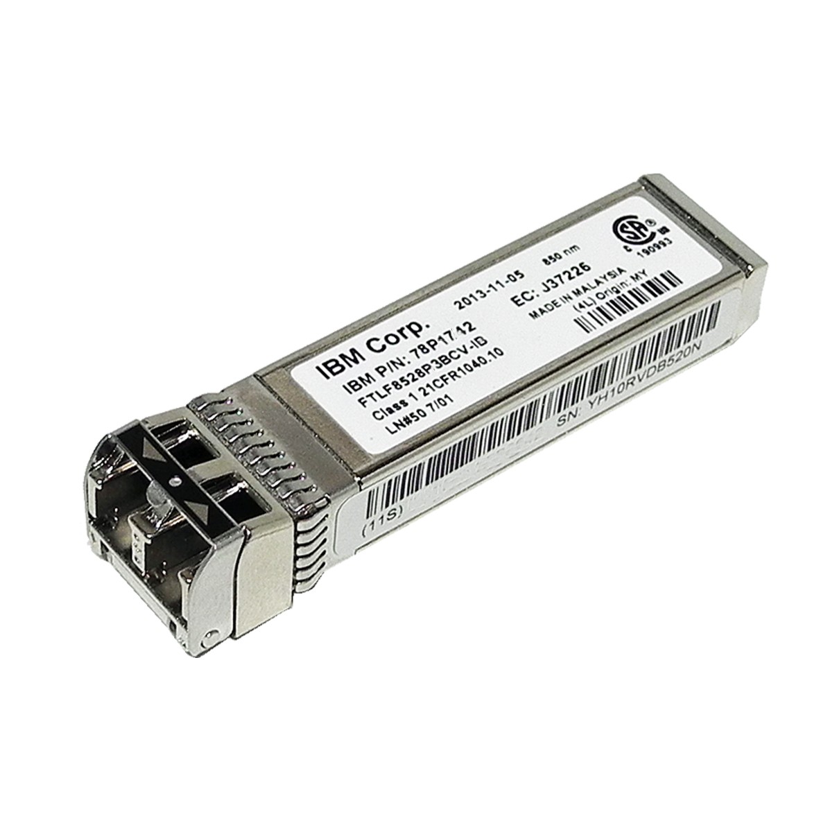 IBM Finisar FTLF8528P3BCV-ID 8Gb SW 850nm SFP+ FC Transceiver 78P1712 94Y8478 IBM Finisar FTLF8528P3BCV-ID 8Gb SW 850nm SFP+ FC Transceiver 78P1712 94Y8478