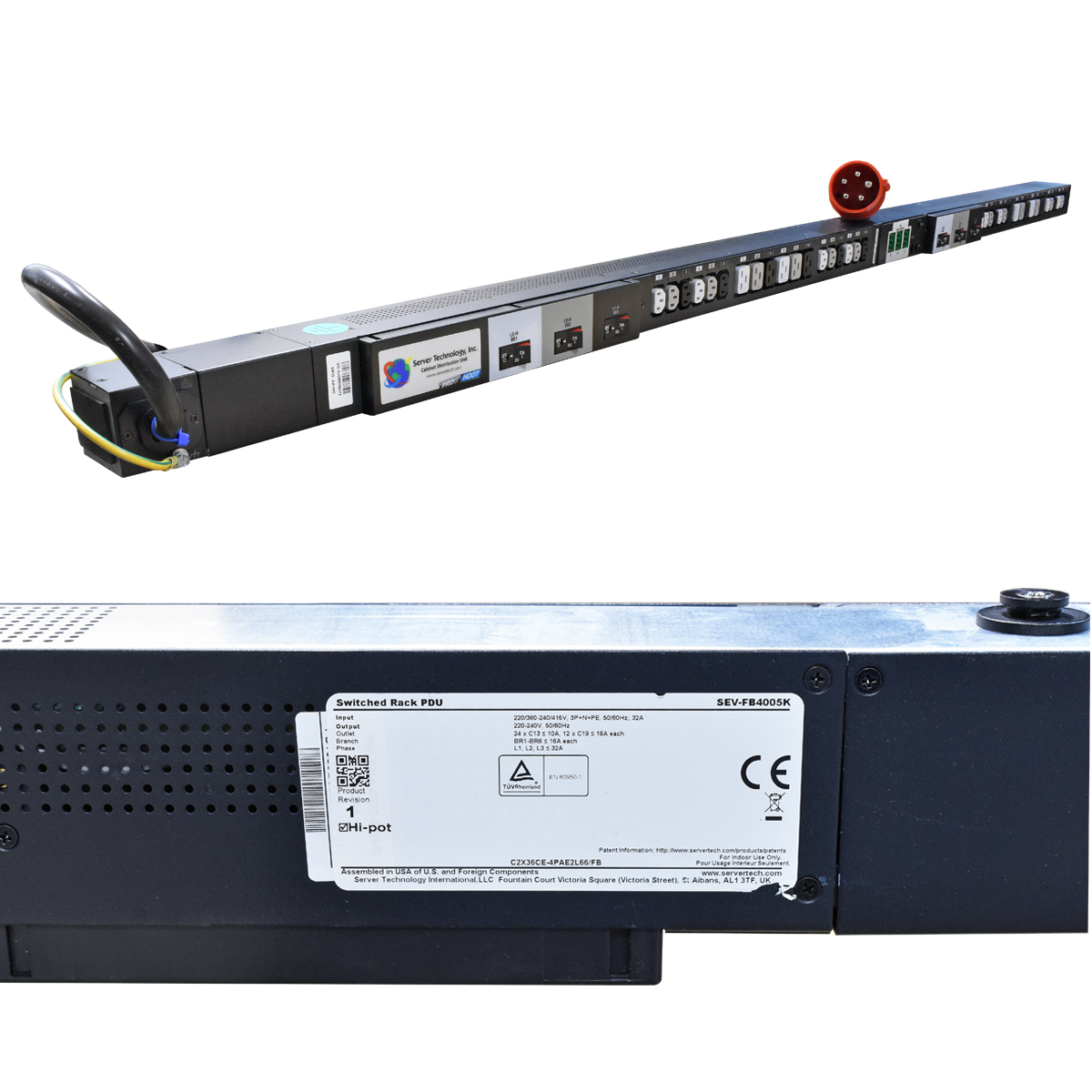 Server Technology 3 Phasen PDU SEV-FB4005K C2X36CE-4PAE2L66/FB mit PIPS 12xC19 24xC13