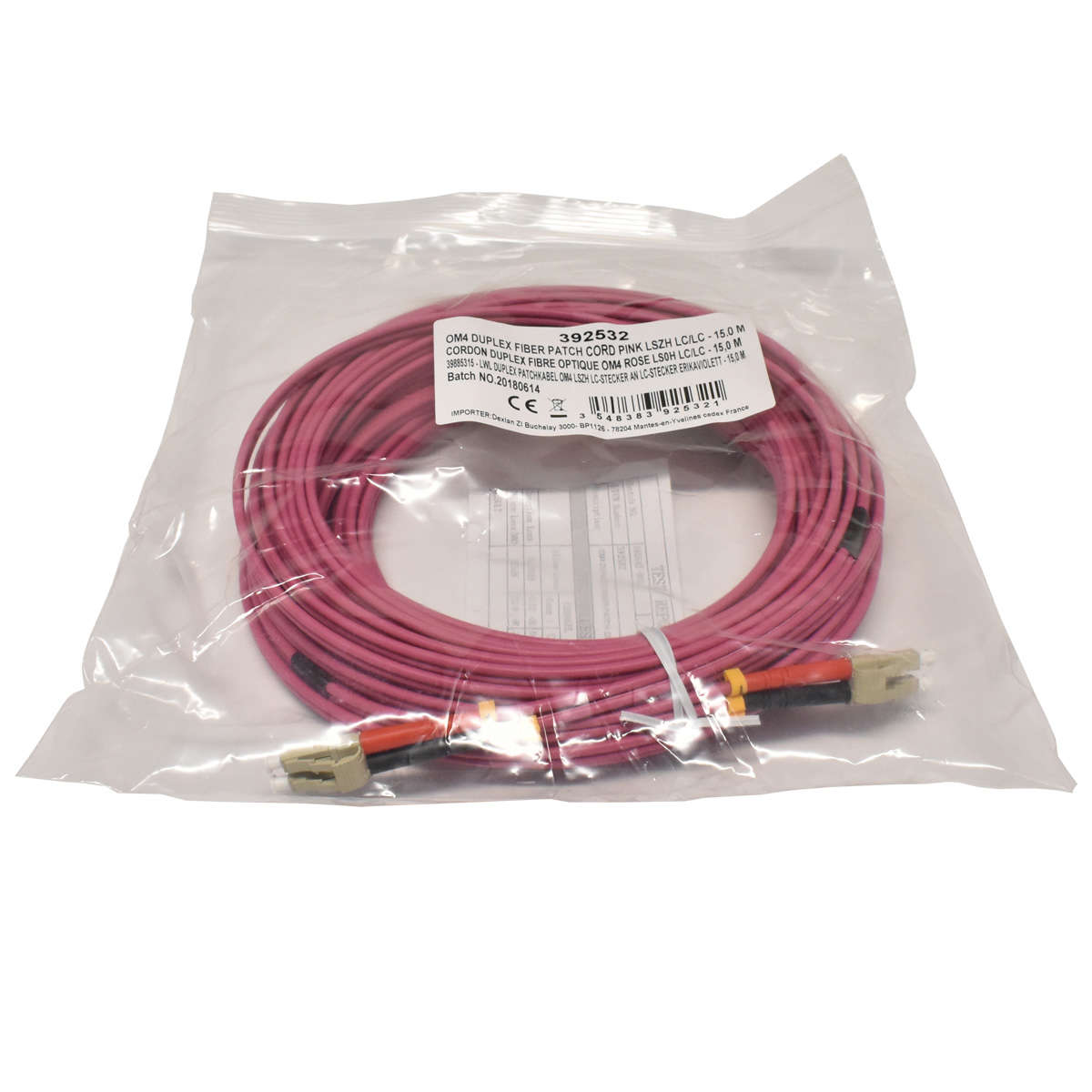 Corning-OM4-Duplex-FIBER-Patch-Cord-Pink-LSZH-LC-L-001.jpg 100 x Corning OM4 Duplex FIBER Patch Cord Pink LSZH LC/LC-15m NEU NEW