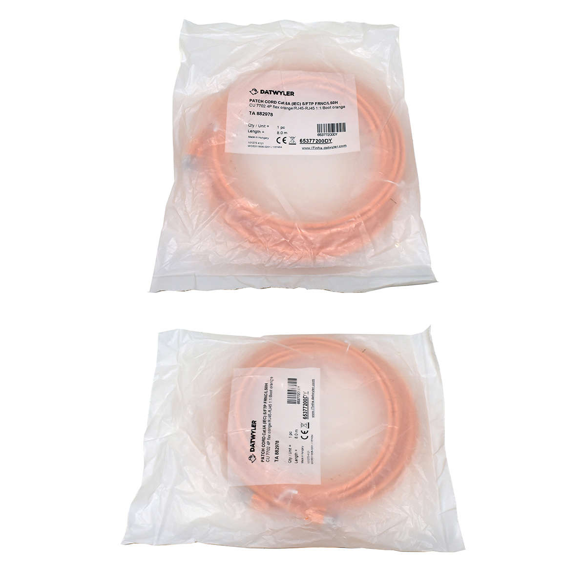 Dätwyler-8m-65377200DY-Copper-Patch-Cord-RJ-45-Cat-003.jpg Dätwyler 8m 65377200DY Copper Patch Cord RJ-45 Cat.6A IEC orange NEW NEU