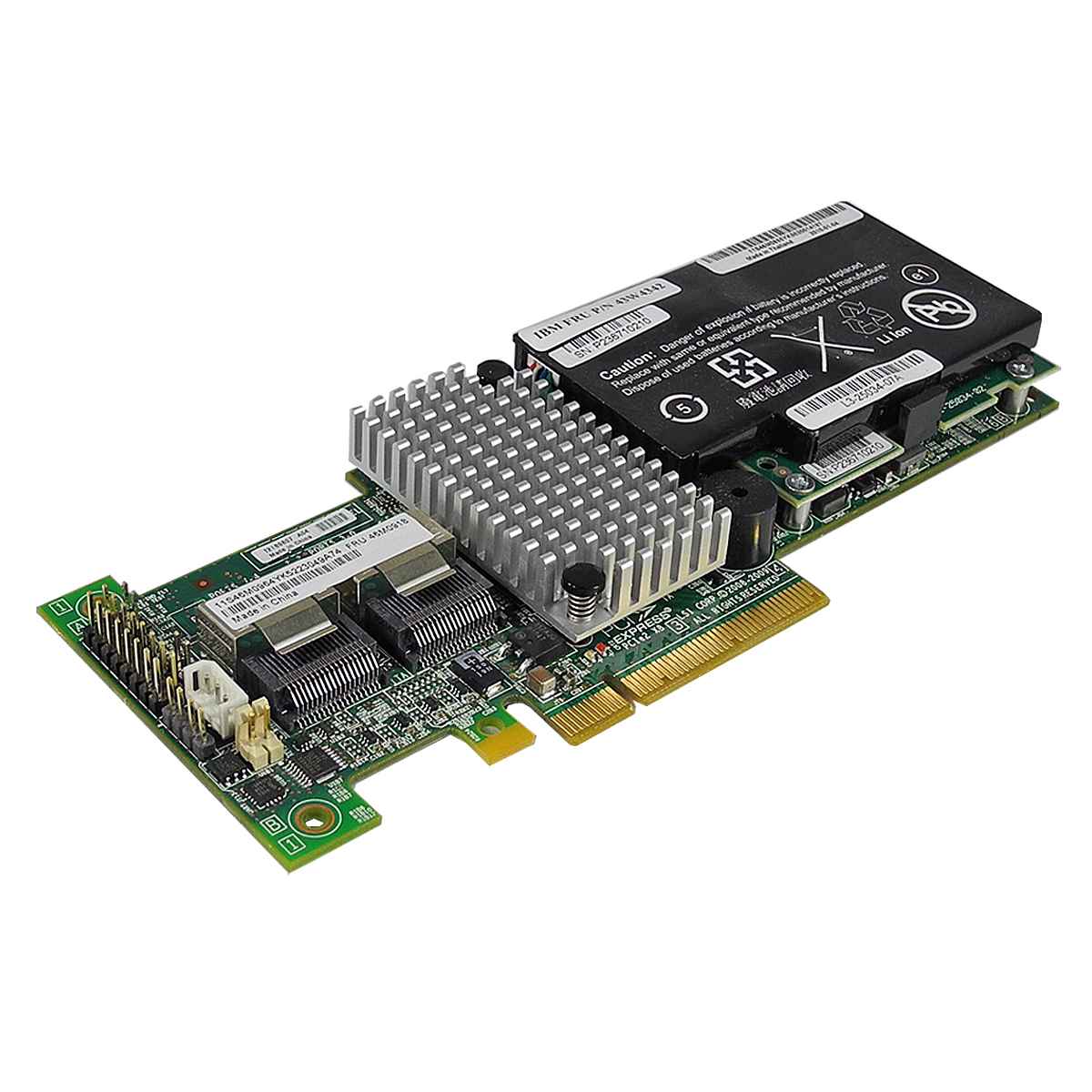 IBM ServeRAID M5015 6 Gb/s RAID Controller L3-25121-79B 46M0851 +BBU o. Bracket IBM ServeRAID M5015 6 Gb/s RAID Controller 46C8927 +BBU +2x Kabel