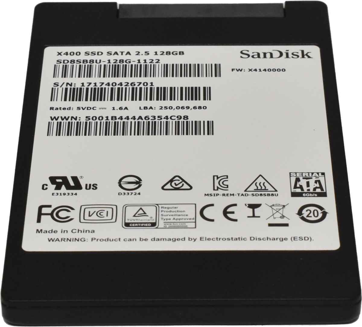 SanDisk 128GB X4002 SSD 2.5 Zoll SATA III 6G Solid State Drive SD8SB8U-128G-1122