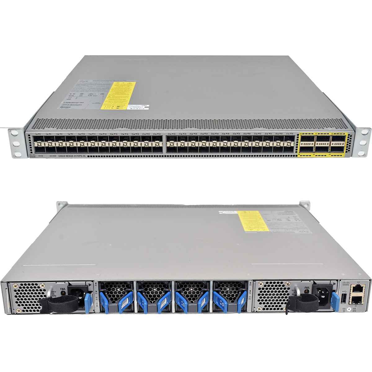 Cisco Nexus N3K-C3172PQ-10GE 68-5300-01 48-Port SFP+ 10 GE Switch 6x 40G QSFP+ Rack Ears Cisco Nexus N3K-C3172PQ-XL 68-5949-01 48-Port SFP+ 10 GE Switch 6x 40G QSFP+