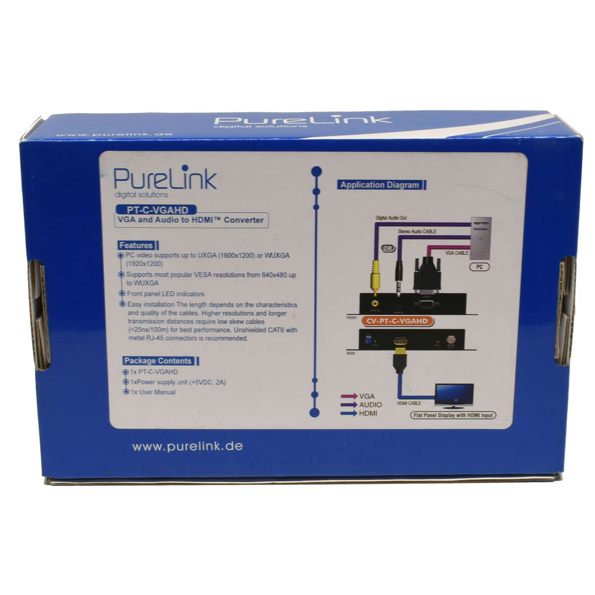 PureLink-PT-C-VGAHD-Puretools-VGA-and-Audio-to-HDM-002.jpg PureLink PT-C-VGAHD Puretools VGA and Audio to HDMI Converter Scaler new neu