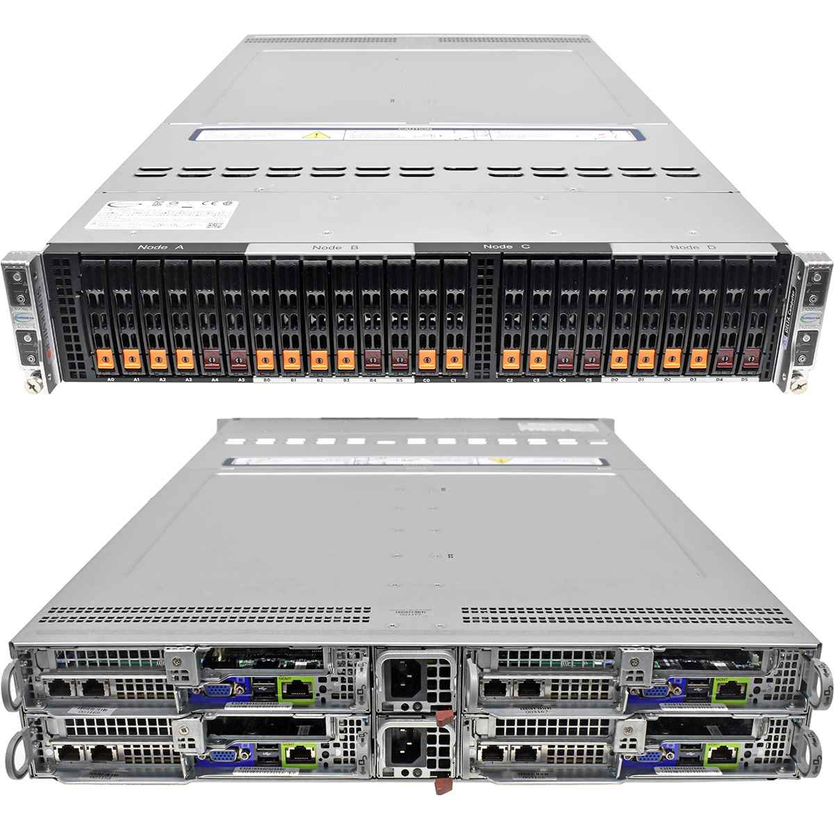 Supermicro CSE-217B Server 4xNode X11-DPT-B 8xSilver 4216 512GB PC4 4x480 GB SSD 24x2,5 Rail Kit