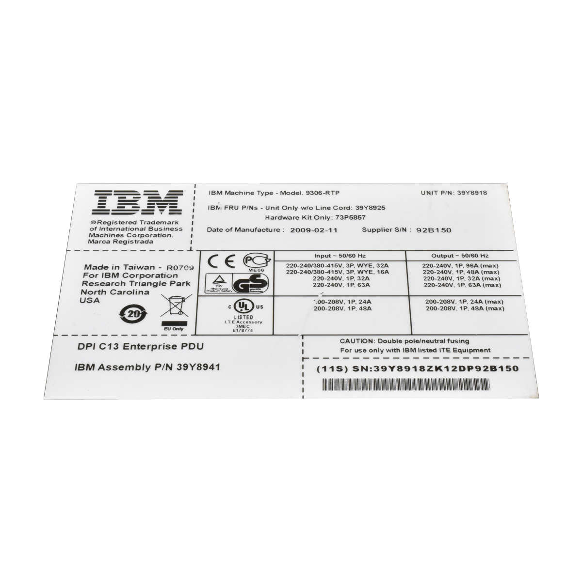 IBM-DPI-C13-Enterprise-PDU-9306-RTP-39Y8941-39Y891-003.jpg IBM DPI C13 Enterprise PDU 9306-RTP 39Y8941 39Y8918 39Y8925 3 Phasen mit Halterung